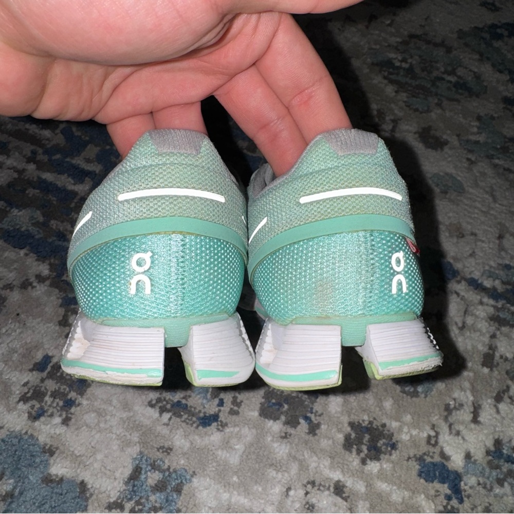 On Running Women's Athletic Shoes in Mint and Gray - Picture 6 of 9